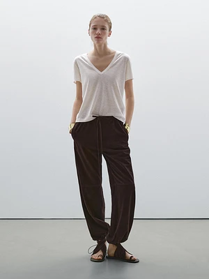 100% linen V-neck T-shirt
