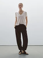 100% linen V-neck T-shirt