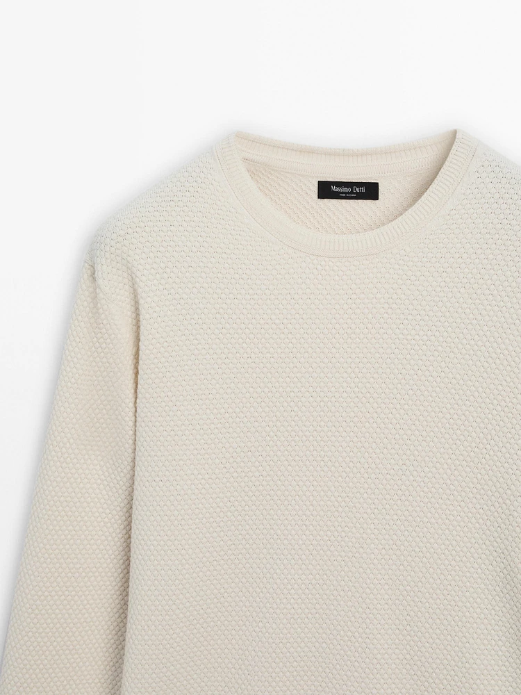 Cotton blend knit sweater