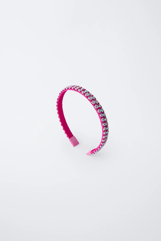 BEADED FLOWER HEADBAND