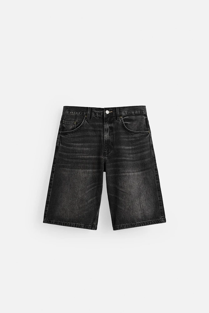WASHED BAGGY FIT DENIM SHORTS