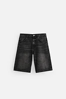 WASHED BAGGY FIT DENIM SHORTS