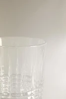 CRYSTALLINE TUMBLER WITH RAISED DESIGN