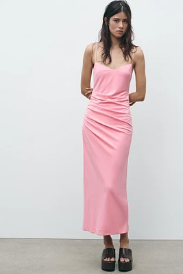 RUCHED MIDI DRESS