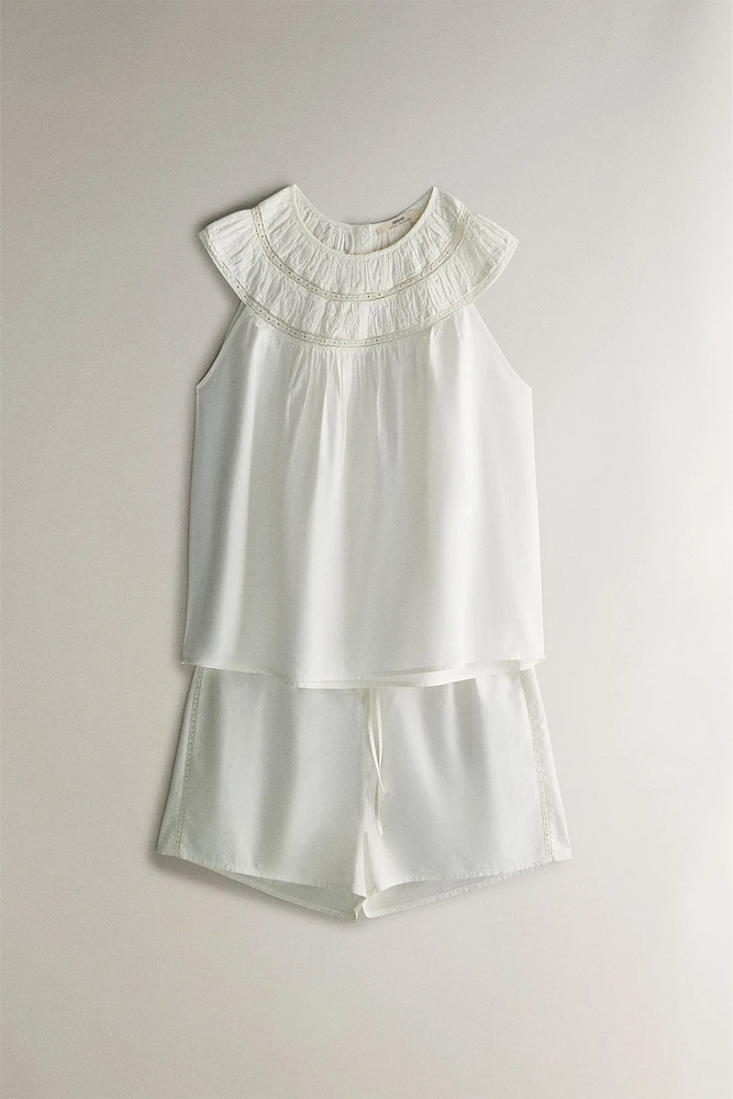 SHORT FRONCÉ ET DENTELLE