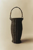 RATTAN BASKET VASE WITH HANDLE