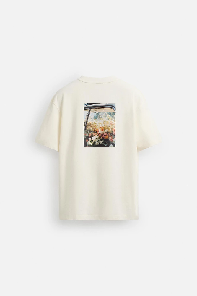 T-SHIRT À ESTAMPILLAGE PHOTOGRAPHIQUE EN MATIÈRES VARIÉES