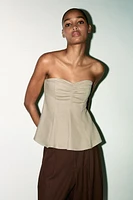 STRAPLESS LINEN TOP