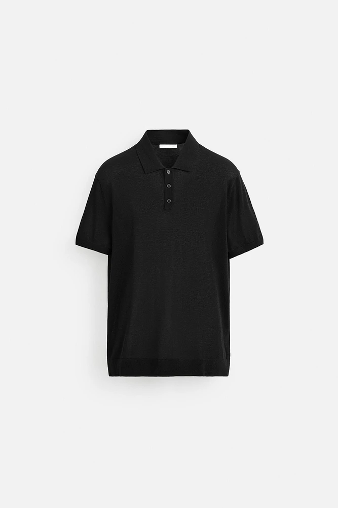 COTTON - SILK BLEND KNIT POLO