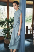 LINEN BLEND DRAPED DRESS ZW COLLECTION