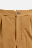 PLEATED FAUX SUEDE SHORTS