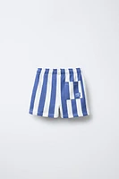 STRIPED STRAIGHT PLUSH SHORTS