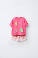 6 YEARS/ ICE CREAM T-SHIRT AND BERMUDA PAJAMAS
