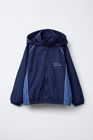 WATER REPELLENT TEXT PRINT HOODED RAINCOAT
