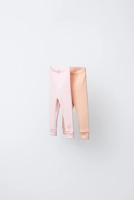 LOT DE DEUX LEGGINGS CÔTELÉS AJUSTABLES