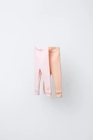 LOT DE DEUX LEGGINGS CÔTELÉS AJUSTABLES