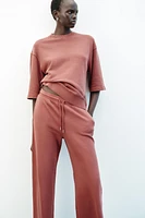 WASHED EFFECT WIDE LEG PANTS