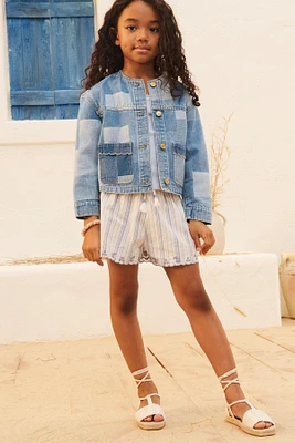 LIMITED EDITION STRIPED EMBROIDERED SHORTS