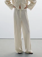 Cotton blend trousers with embroidered details
