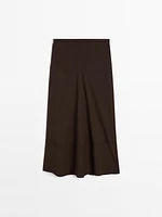Lace-trimmed midi skirt with seam detail