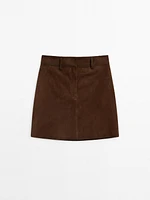Suede leather mini skirt