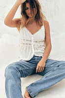 EMBROIDERED LACE TOP