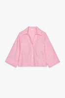CHEMISE COURTE À RAYURES AVEC LIN