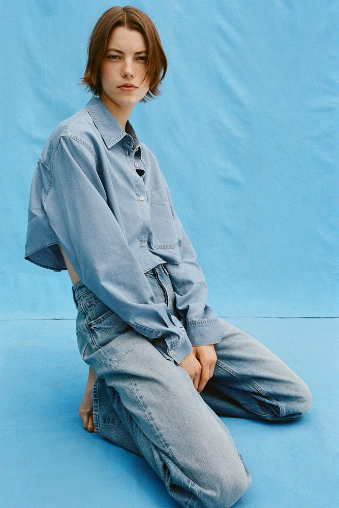 TRF CROP DENIM SHIRT