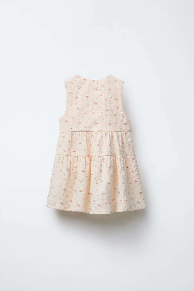ROBE-SALOPETTE STRUCTURÉE À FLEURS