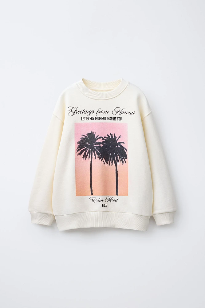 PALM TREE PRINT SWEATSHIRT