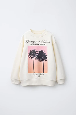 PALM TREE PRINT SWEATSHIRT