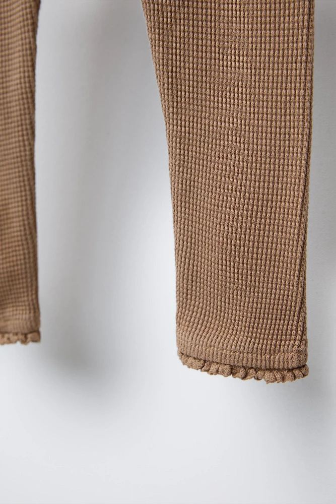 LACE TRIM WAFFLE LEGGINGS