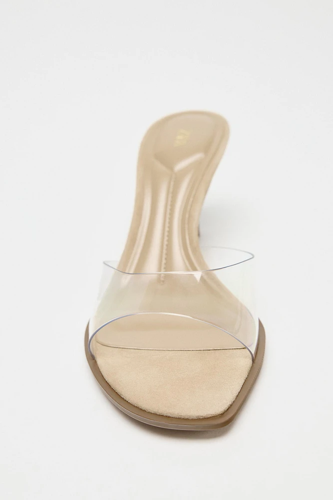 HIGH HEELED VINYL SANDALS