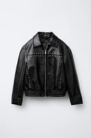 STUDDED FAUX LEATHER JACKET