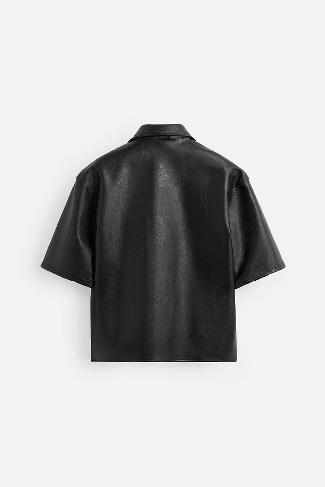 FAUX LEATHER OVERSHIRT