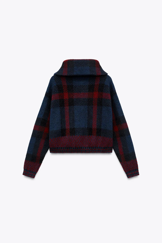PLAID KNIT JACKET