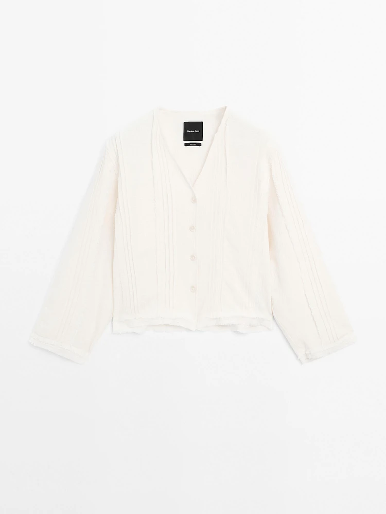 Cotton blend blouse with embroidery