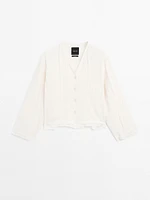 Cotton blend blouse with embroidery