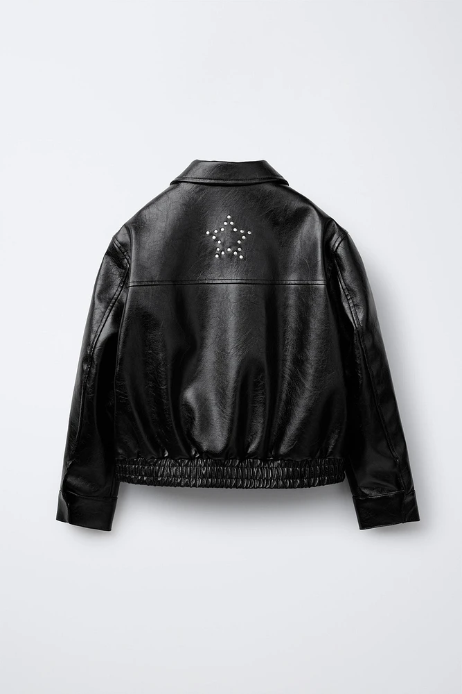 STUDDED FAUX LEATHER JACKET