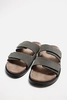 DOUBLE STRAP LEATHER SANDALS