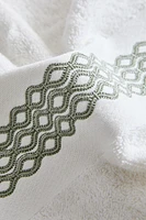 BATH TOWEL WITH EMBROIDERED BORDER
