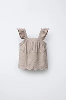 TOP BRODÉ COTON LIN
