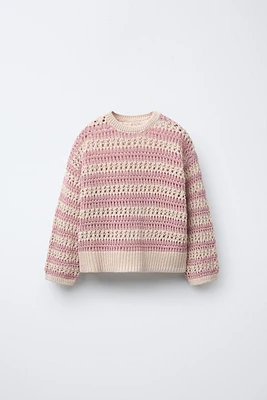 OPEN KNIT STRIPED SWEATER