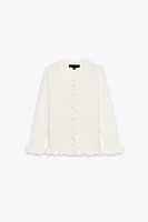 RUFFLED KNIT CARDIGAN