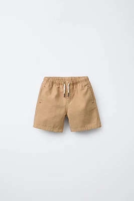 CONTRASTING POCKET TWILL SHORTS