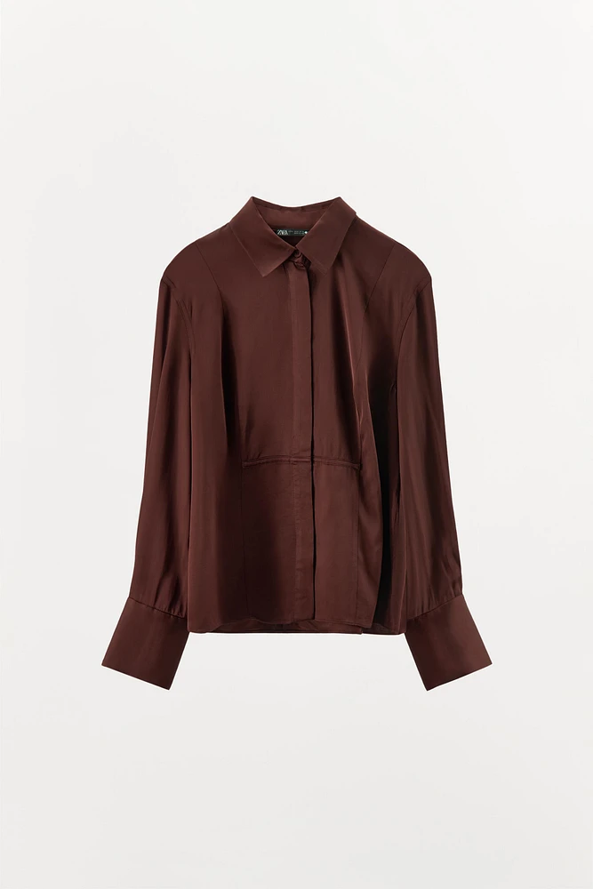 FLOWY SATIN EFFECT SHIRT