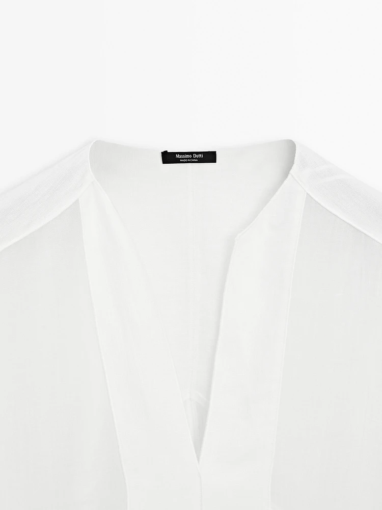 Blouse fluide lin coutures apparentes