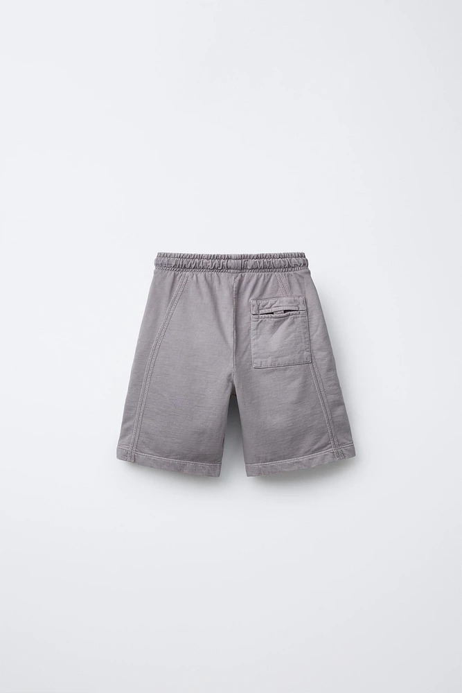 PLUSH SHORTS WITH EMBROIDERED LABEL