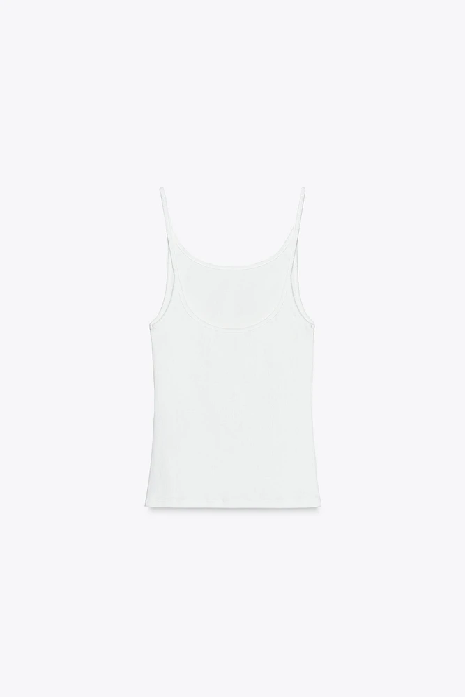 RIBBED STRAPPY TANK TOP