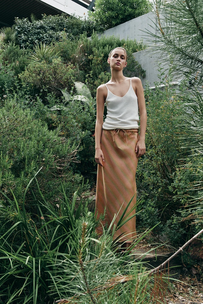 ZW COLLECTION 100% LINEN MIDI SKIRT